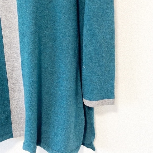 Soft Surroundings Sweater Tunic Long Sleeve Teal Gray Striped Size Large - Picture 4 of 10